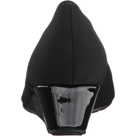 Bandolino Womens Black Fabric Closed Rounded Toe Flexible Wedge Flat Tad Pump - Picture 3 of 8